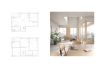Plan and perspective of the living room in a duplex apartment